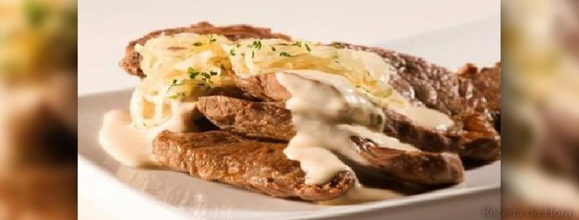Bife acebolado ao molho de maionese