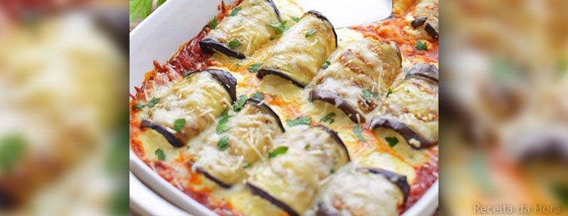 receita de enroladinho de berinjela com presunto e queijo